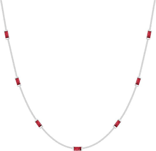 LOUISA SECRET Birthstone Necklaces for Women, 14K Gold Plated Dainty Simple Necklace, 925 Sterling Silver Birthday Anniversary Jewelry Gift for Women Mom Mother