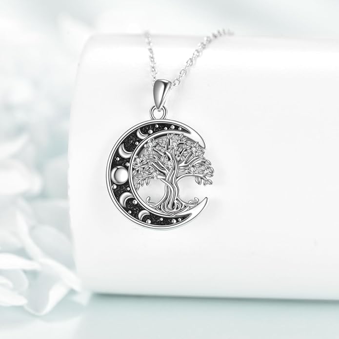 Sun and Moon Necklace 925 Sterling Silver Sun Moon Pendant Gemstone Jewelry Gifts for Women