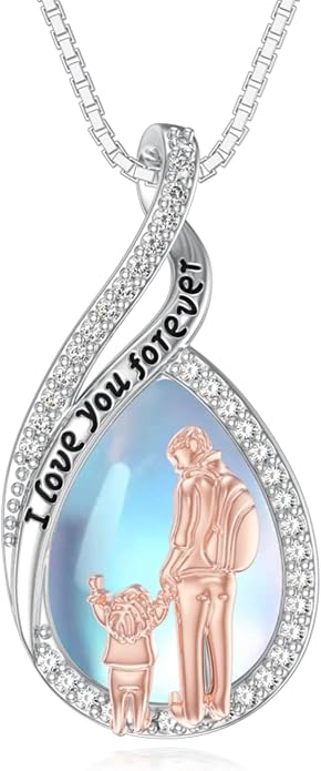 PROESS S925 Sterling Silver Daughter Heart Pendant Necklace from Dad Mom I Love You Forever Jewelry