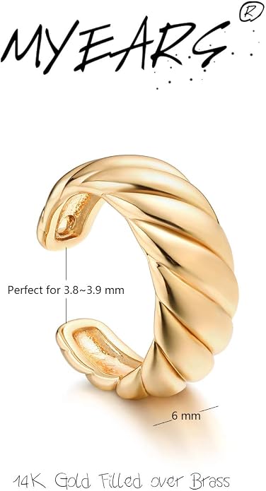 MYEARS Women Ear Cuff Earring Gold Non Pierced Ear Cartilage Clip on Wrap Hoop 14K Gold Filled Tiny Boho Beach Simple Minimalist Delicate Handmade Hypoallergenic Jewelry Gift-Sold as Single/Pair