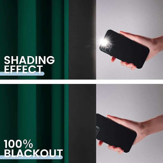 SimpleHome Dark Green 100% Blackout Curtains Room Darkening Living Room 54 | Curtains for Bedroom,Thermal Insulated Grommet Window Drapes,Curtains for Living Room with Black Back,42 x 54 Inch,2 Panels