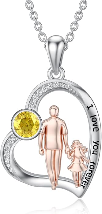 PROESS S925 Sterling Silver Daughter Heart Pendant Necklace from Dad Mom I Love You Forever Jewelry