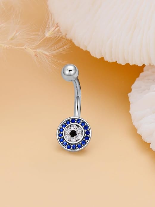Sterling Silver 14G Belly Button Rings Cross/Cat/Butterfly/Cow/Skull/Birthstone Heart Navel Rings 16mm Body Piercing Jewelry for Women