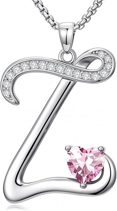 Birthday Gifts for Women Alphabet A to Z Initial Birthstone Pendant Necklaces for Women - 18k White Gold Plated Personalized Name Jewelry Anniversary Graduation Gifts for Wife Her Daughter Girlfriend(with Gift Box)