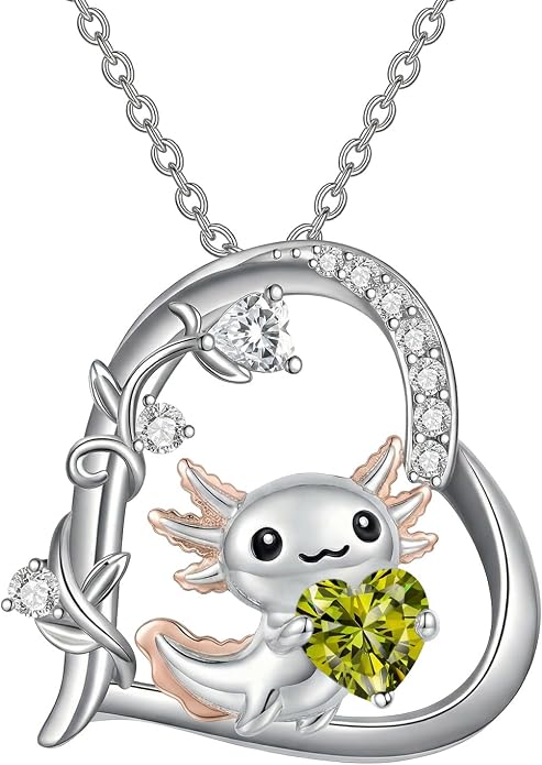 PELOVNY Teddy Bear Necklace for Women 925 Sterling Silver Bear/Highland Cow/Fox/Cat/Axolotl Birthstone Necklace Christmas Birthday Jewelry Gifts for Mom Daughter Wife Sister