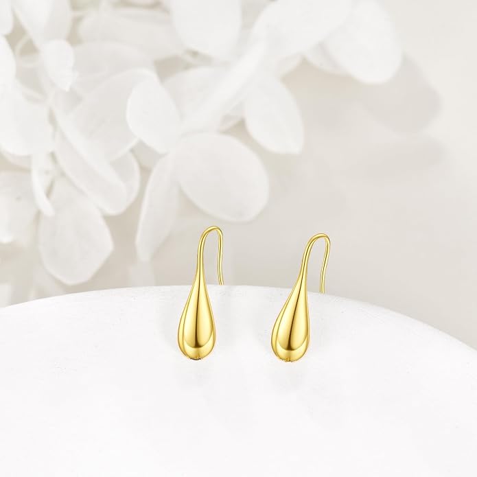 Pull Through Teardrop Dangle Earrings 925 Sterling Silver Simple Water Drop Earrings Birthday Mother's Day Christmas Gifts for Women