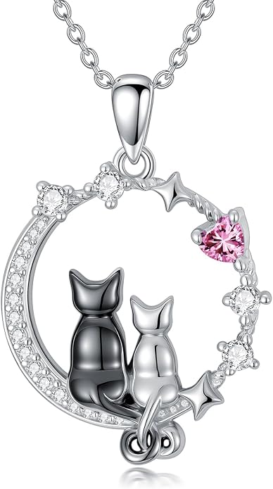 PELOVNY Teddy Bear Necklace for Women 925 Sterling Silver Bear/Highland Cow/Fox/Cat/Axolotl Birthstone Necklace Christmas Birthday Jewelry Gifts for Mom Daughter Wife Sister