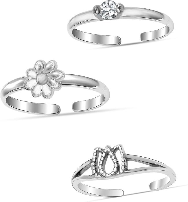 Charmsy 925 Sterling Silver Toe Rings for Women | Minimalist Open Adjustable Toe-Rings Band | Women's Cuff Toe Ring Summer Beach Foot Jewelry