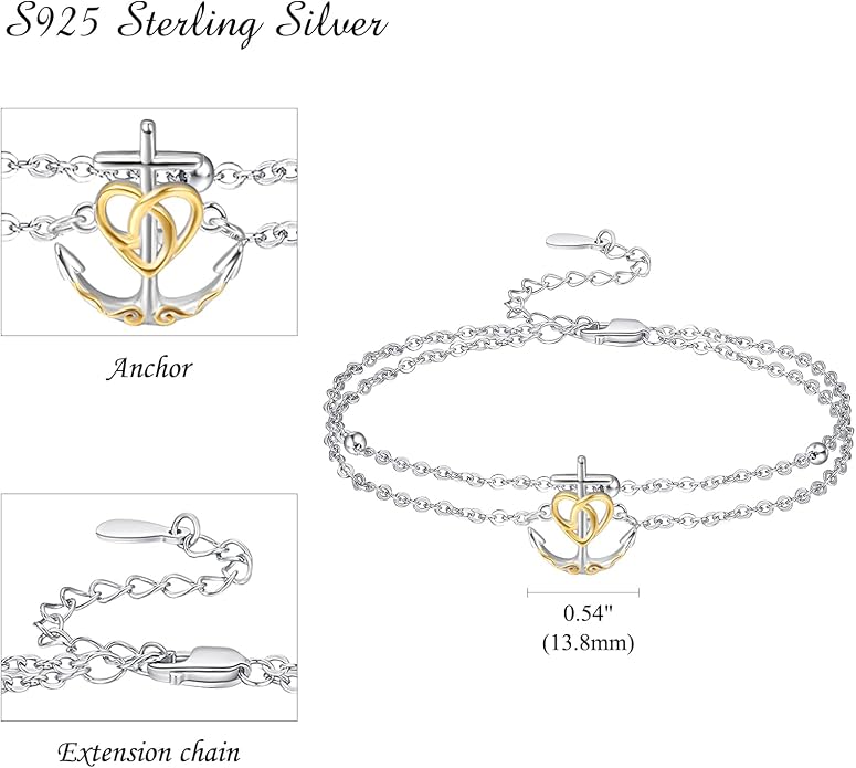 Palpitate Anchor/Infinity/Mermaid Anklets Nautical Ankle Bracelet 925 Sterling Silver Elegance Anklets Jewelry Christmas Gifts for Women