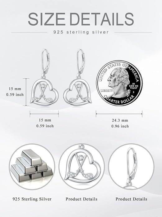 Midari Heart Dangle Earrings 925 Sterling Silver Leverback Drop Earrings Teacher Music Art Jewelry Gifts for Women Students Apple/Guitar/Palette/Note Design