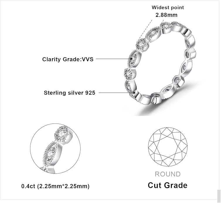 JewelryPalace 14K Gold Plated 925 Sterling Silver Rings for Women, Cubic Zirconia Promise Rings for Her, Stackable Wedding Bands Rings for Women Set Size 4-12
