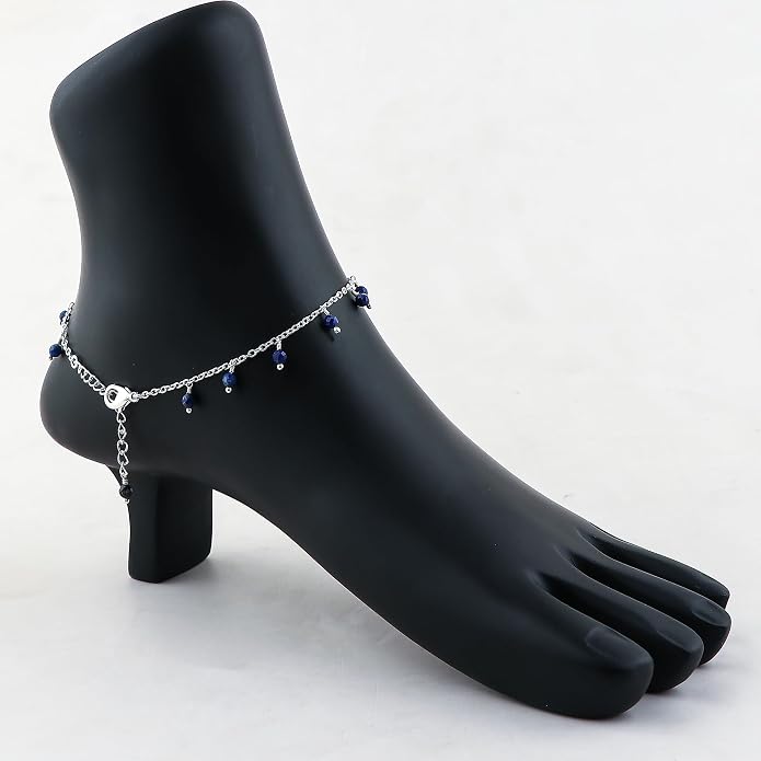 Natural Gemstone Beaded Dangle Anklets, Handmade Bohemian Jewelry, Micro-Faceted Stones Wicca & Reiki Healing Crystals, Silver Ankle Bracelet, Christmas Gift for Women, 9+1.50inch
