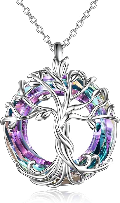 TOUPOP Tree of Life Necklace Gifts for Women 925 Sterling Silver Family Tree Pendant with Crystal Birthday Irish Jewelry Gifts for Women Her Wife Mom