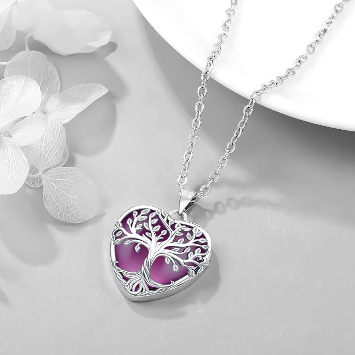 Tree of Life Necklace for Women Moonstone/Turquoise/Amethyst Pendant Boho Necklace Fine Jewelry Gifts for Wife Mom Grandmother
