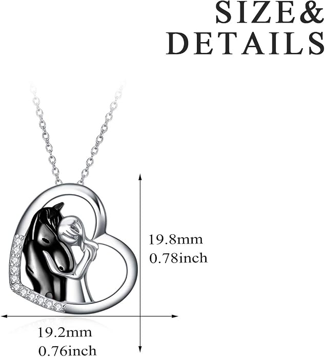 YFN Horse Pendant Necklace Jewelry 925 Sterling Silver Women Embrace Horse Gift For Women