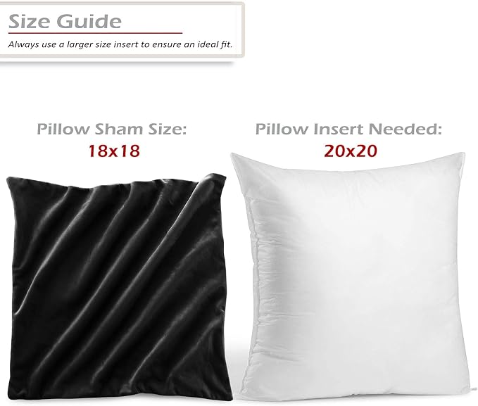 Nestl Throw Pillow Covers, Cozy Velvet Decorative Black Pillow Covers 18 x 18 Inches, Soft Solid Couch Pillow Covers for Sofa, Bed and Car, Set of 2