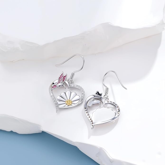 Bee/Butterfly/Dragonfly/Hummingbird/Sunflower Earrings for Women 925 Sterling Silver Sunflower Earrings Hypoallergenic Animal Jewelry Gifts for Women