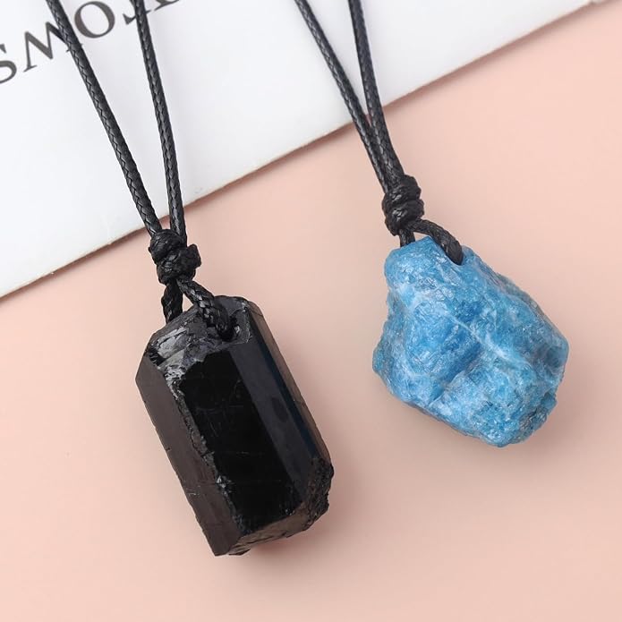 Natural Raw Crystal Necklace for Women Irregular Stone Necklaces Spiritual Gemstone Pendant with Adjustable Rope
