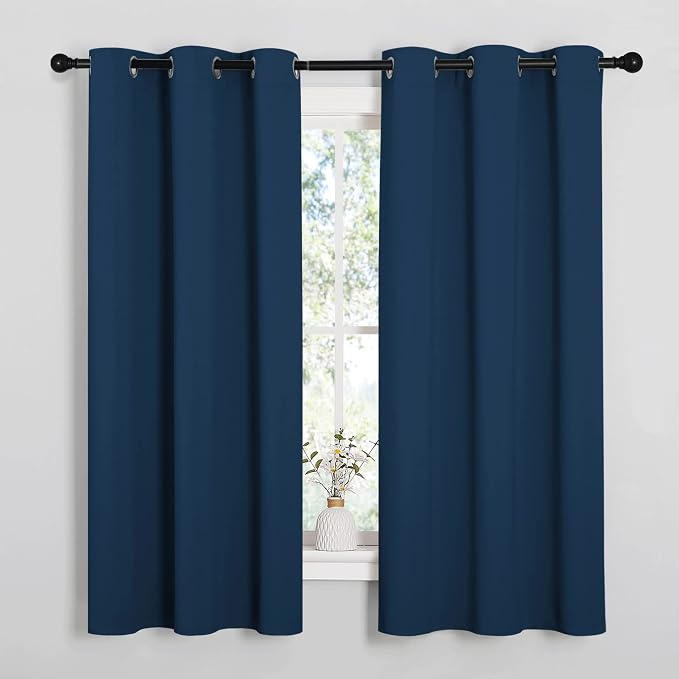 NICETOWN Bedroom Curtain Panels Blackout Draperies, Thermal Insulated Solid Grommet Blackout Curtains/Drapes (Moroccan Blue, 1 Pair, 29 by 40-inch)