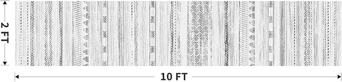2x10 Runner Rug Machine Washable Non Slip Area Rug Distressed Neutral Moroccan Boho Rug Ultra Soft Floor Runners for Hallways for Entryway Laundry Room Kitchen, Black