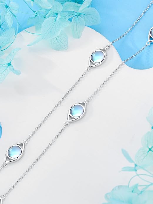 925 Sterling Silver Ankle Bracelet Evil Eye/Dolphin/Sea Turtle/Infinity/Wave Seashell/Hamsa Ankle Bracelet Adjustable Summer Beach Ocean Jewelry for Women
