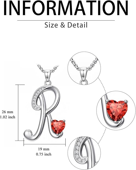 Birthday Gifts for Women Alphabet A to Z Initial Birthstone Pendant Necklaces for Women - 18k White Gold Plated Personalized Name Jewelry Anniversary Graduation Gifts for Wife Her Daughter Girlfriend(with Gift Box)