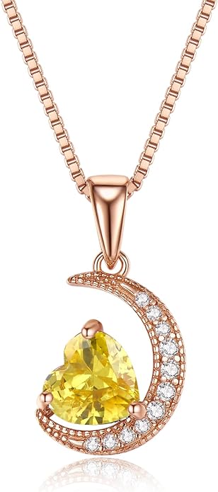 new spring White Gold Moon Pendant Sterling Silver Heart Shaped Moon Pendant Necklace for Women Jewelry Gifts for Mother's Day,Birthday and Anniversary Festivals