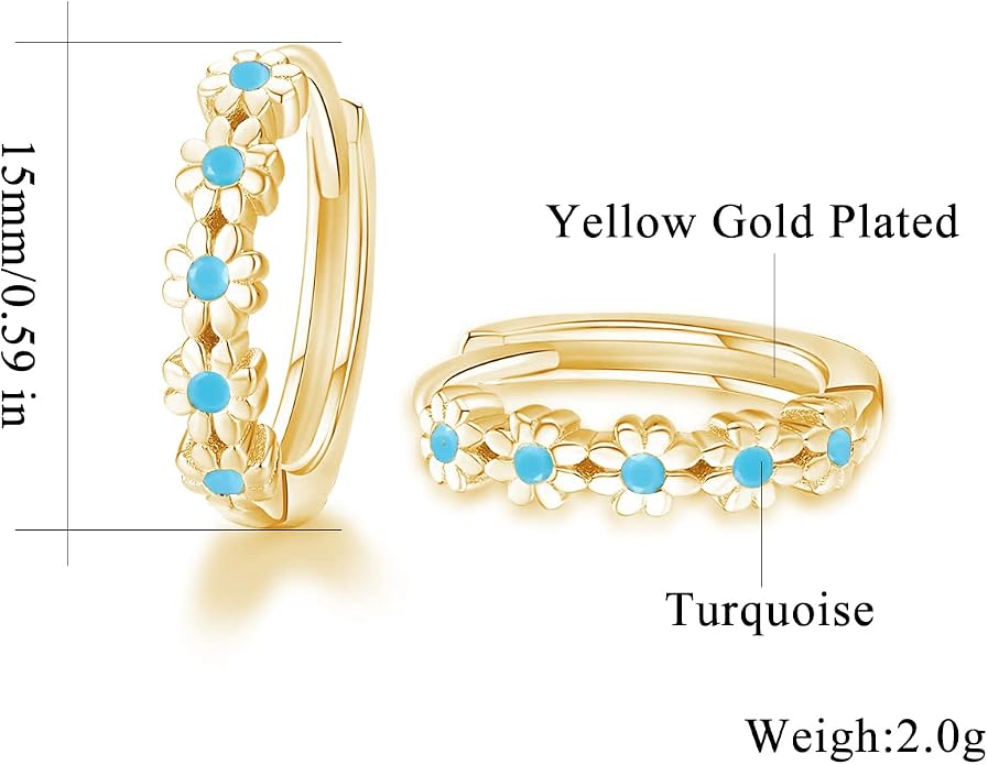 CiNily Small Hoop Earrings for Women Girls Flower Cubic Zirconia Huggie Earrings Hypoallergenic 14K Yellow Gold Plated Cartilage Earrings