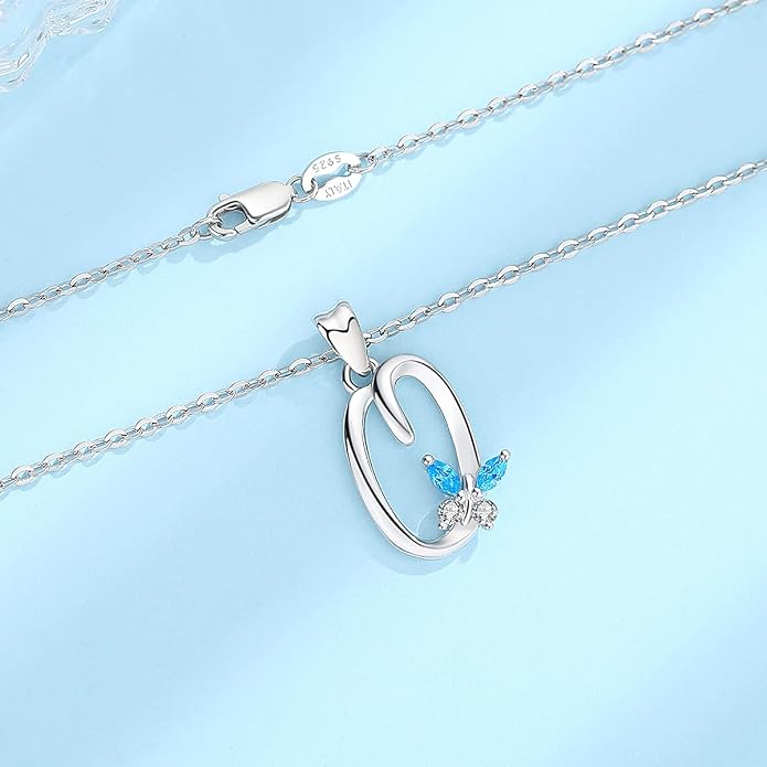 EUDORA Sterling Silver Butterfly Initial Necklaces for Women, Elegant Letter Neckles Personalized Gift for Mother, Sister, Daughter, 18 inch Chai