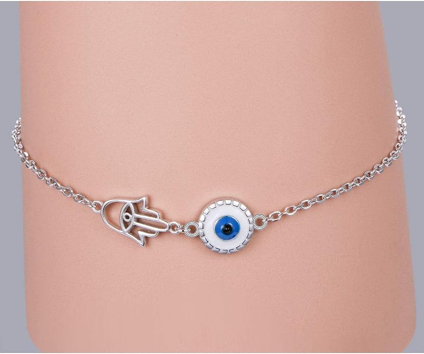 FLYOW S925 Sterling Silver Anklet for Women Summer Boho Beach Charm Adjustable Foot Ankle Bracelet Jewelry Birthday Gift