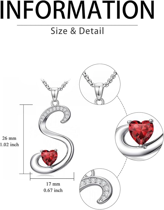 Birthday Gifts for Women Alphabet A to Z Initial Birthstone Pendant Necklaces for Women - 18k White Gold Plated Personalized Name Jewelry Anniversary Graduation Gifts for Wife Her Daughter Girlfriend(with Gift Box)