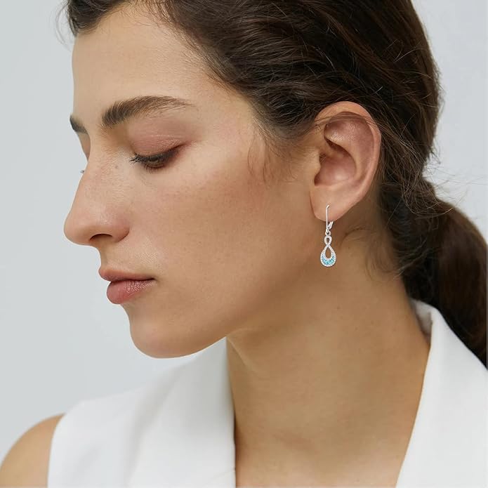 PROESS Moonstone Turquoise Malachite Dangle/Hoop Earrings 925 Sterling Silver Infinity/Wave/Celtic Knot/Clover Filigree Teardrop Earrings Jewelry Presents for Women