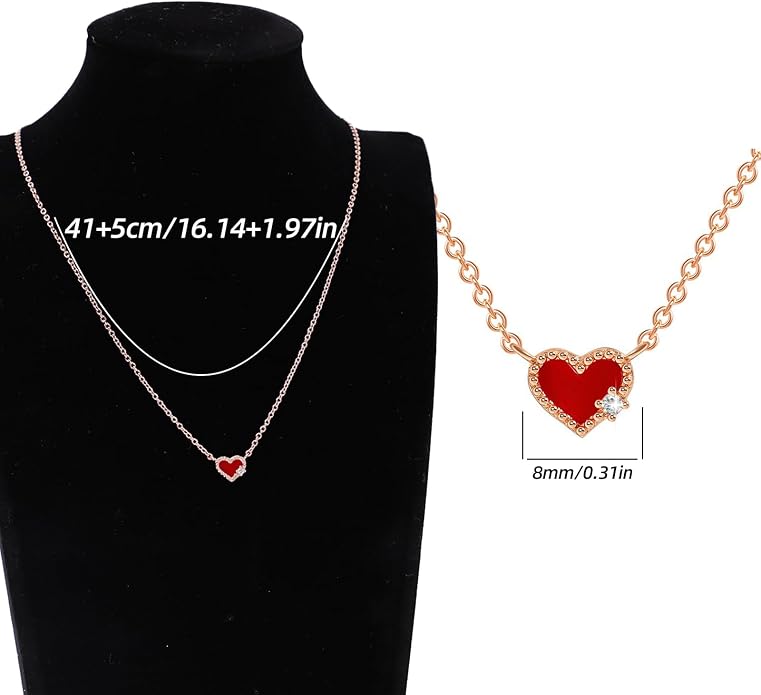 Dainty Love Heart Pendant Necklace Crystal Love Heart Charm Choker Silver Gold Plated Necklace Birthstone Jewelry for Women Trendy Daily Jewelry Accessories Stuff Birthday Gifts
