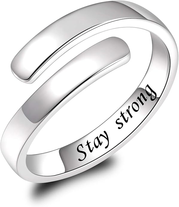 BEILIN 925 Sterling Silver Inspirational Jewelry Rings Adjustable Ring Personality Encouragement Gift for Teens Women
