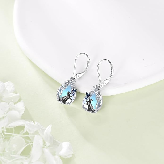 Butterfly/Paw Print/Highland Cow/Cat/Dog/Hummingbird/Dragonfly Earrings 925 Sterling Silver Animal Hypoallergenic Drop Dangle Earrings Animal Valentine's Day Jewelry for Women