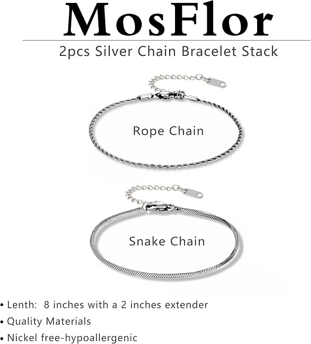 Mens Bracelet - Dainty Gold/Silver Chain Bracelet Stack 14K Gold Plated Silver Bracelets for Men Stainless Steel Adjustable Cross Charm Cuban Link Bracelet Snake Jewelry Set to Men Dad Birthday Day