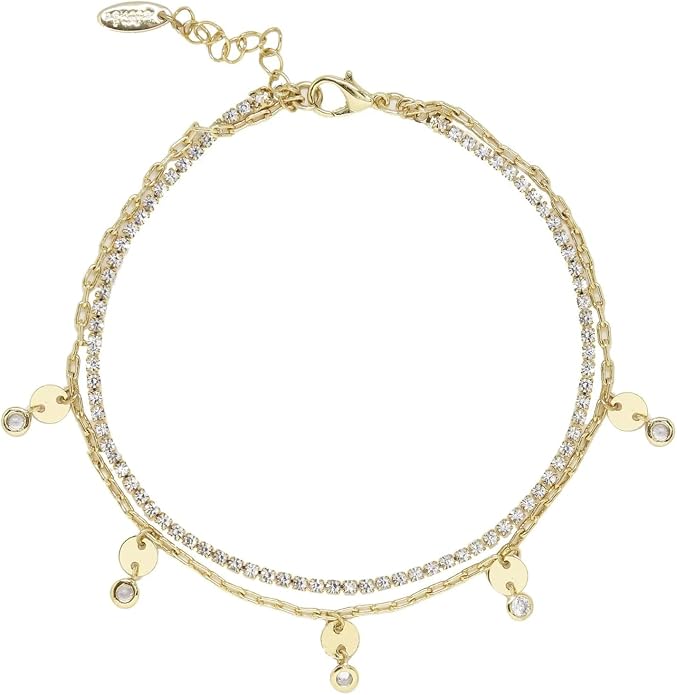 Ettika Anklets for Women. Anklet, 18k Gold or Rhodium Plated. Ankle Bracelets for Women, Jewelry