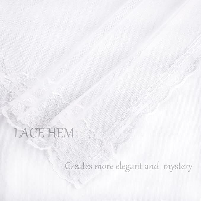 Winter White Curtains Set - Double Layers Voile Sheer Light Block Draperies with Tie-Backs for Bedroom Windows, 52 x 63 inches, Winter White, 2 Pieces