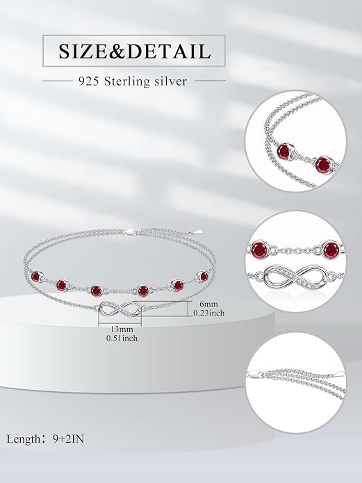 Dorunmo Anklet Bracelets For Women 925 Sterling Silver Birthstone/Infinity/Butterfly/Evil Eye/Turtle/Pineapple/Starfish/Heart Anklets Bracelets Jewelry Gifts for Women