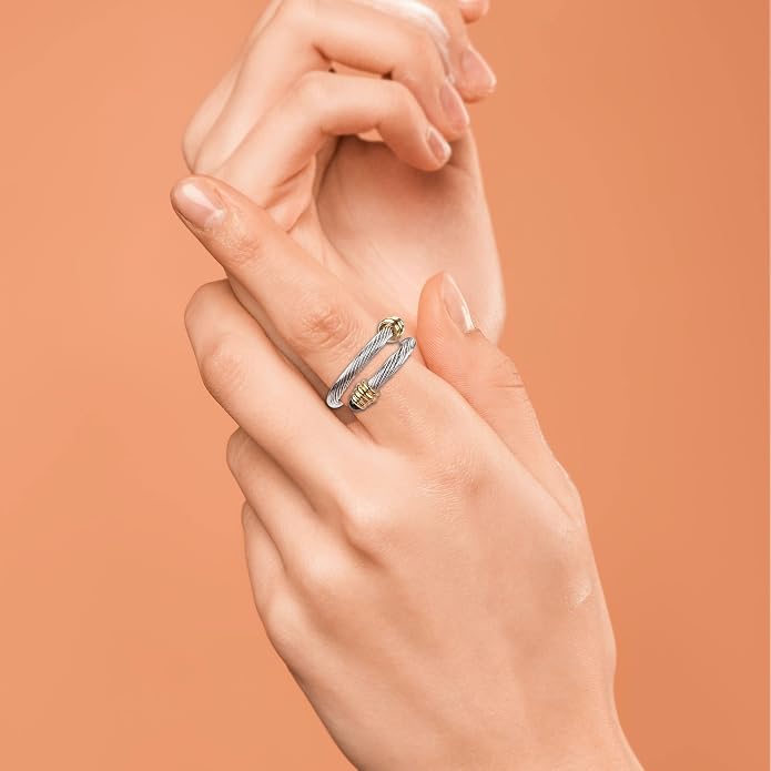 Dorriss Cable Rings Vintage Twisted Open Ring for Women Adjustable Designer Fashion Brand Stainless Steel Jewelry with Gift Box