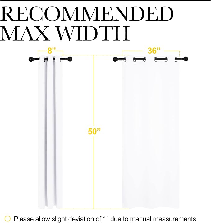 NICETOWN White Window Curtain Panels 50 inch Length, 50% Light Blocking Curtains for Bedroom & Dining Room Window (Set of 2, 42 inches x 50 inches)