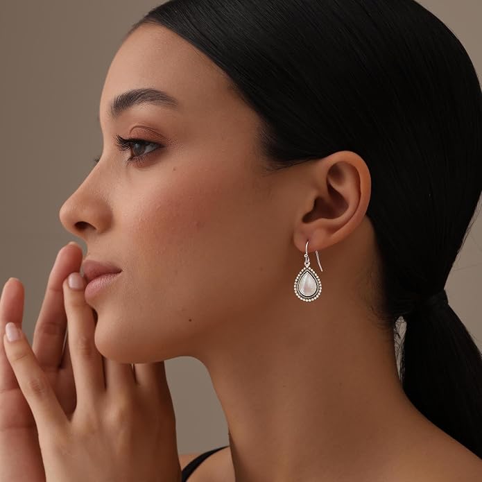 Charmsy 925 Sterling Silver Light-Weight Antique Filigree Teardrop Drop Earrings for Women
