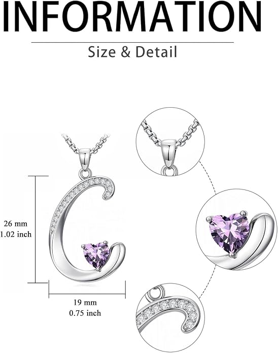 Birthday Gifts for Women Alphabet A to Z Initial Birthstone Pendant Necklaces for Women - 18k White Gold Plated Personalized Name Jewelry Anniversary Graduation Gifts for Wife Her Daughter Girlfriend(with Gift Box)