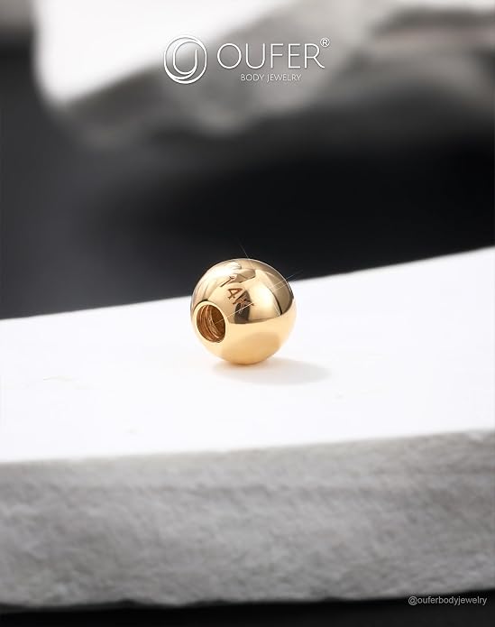 OUFER 14K Solid Gold Clea CZ Replacement Ball Externally Threaded for Belly Button Rings