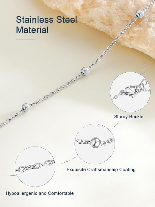ChainsPro Anklets for Women Waterproof, Adjustable Stainless Steel/ Sterling Silver/14K Gold Plated Ankle Bracelets for Women, Non Tarnish Layered Anklets Beach Jewelry Gifts for Swimming & Daily Wear (Send Gift Box)