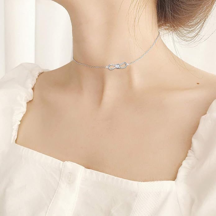 DAOCHONG S925 Sterling Silver Choker Short Necklace Pendant for Women Jewelry Gift