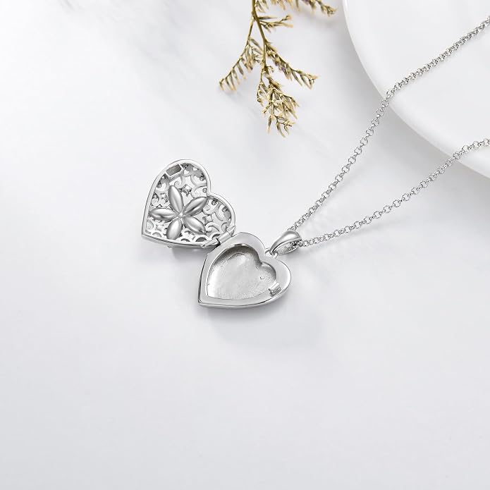 Dorunmo Personalized Locket Necklace 925 Sterling Silver that Holds Pictures Butterfly Birthstone Photo Heart Locket Custom Jewelry Congratulations New Beginnings New Job Gifts for Women