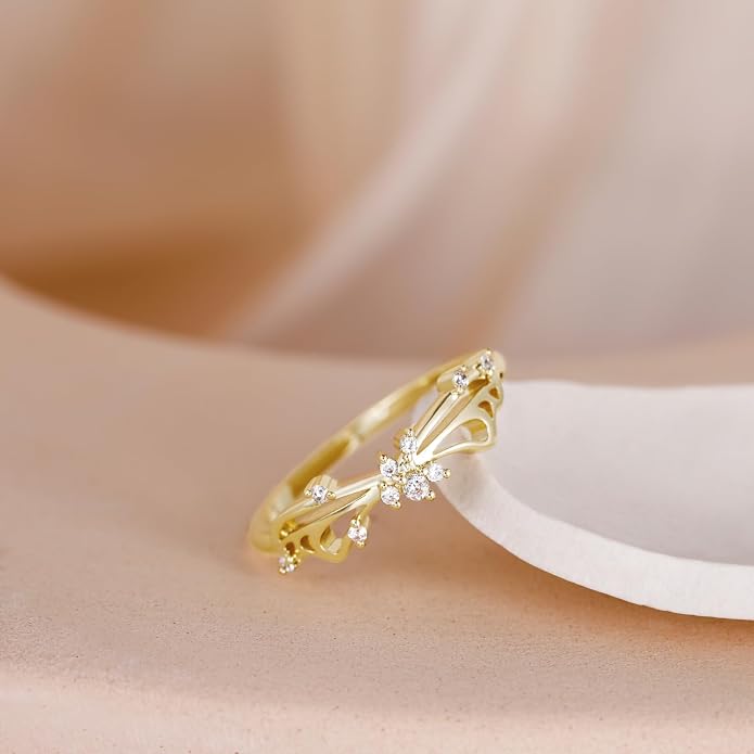 Mameloly 14K Gold Plated Wedding Band for Women CZ Twisted Rope Dainty Stackable Statement Engagement Promise Rings for Her Sizes 3-10