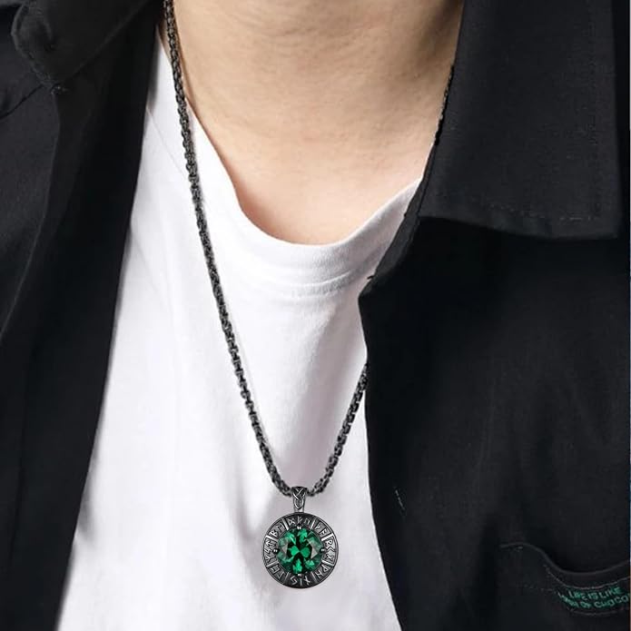 Viking Rune Necklace 925 Sterling Silver Norse Amulet Necklace Viking Jewelry Gifts for Men