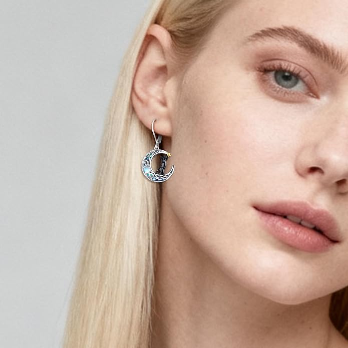 Tree of Life/Cat/Turtle/Butterfly/Flower/Celtic/Turquoise/Moonstone Dangle Earrings for Women Sterling Silver Cute Animals Drop Earrings Jewelry Gifts